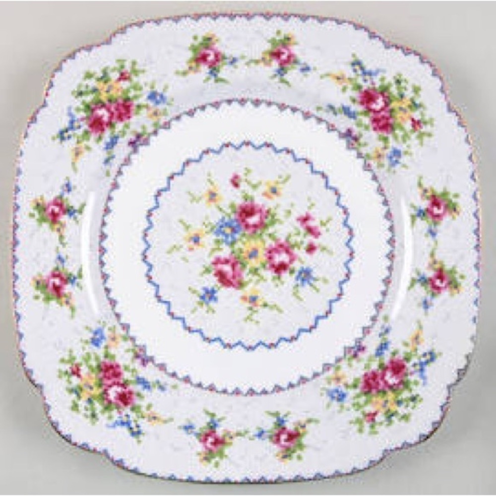 Royal Albert Petit Point Floral Square Salad Plate Crafted In England 9.5”